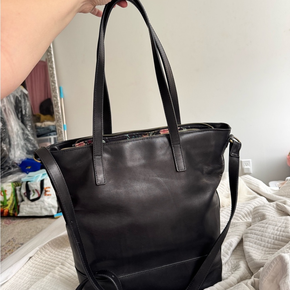 Black Leather Tote Bag
